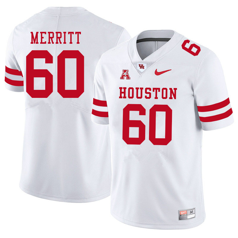 Men #60 Brian Merritt Houston Cougars College Football Jerseys Sale-White